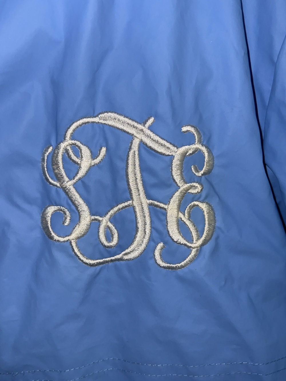 Charles River Apparel Light Blue Hooded Rain Jacket with Monogram - Picture 2 of 3